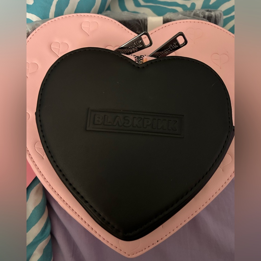 Loungefly x Blackpink Pink Heart-Embossed Bag with Black Logo Plate